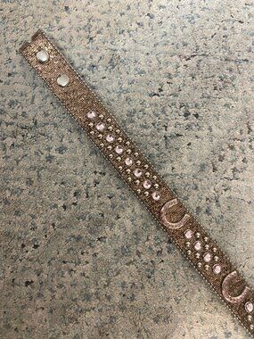 Vocal Brown Leather Belt with Pink Crystal Accents